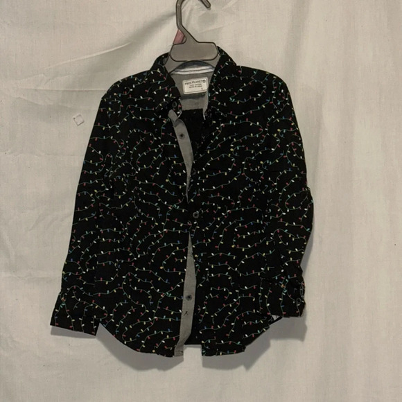 Christmas light print Free Planet long sleeve button up shirt size 5 - Picture 1 of 3